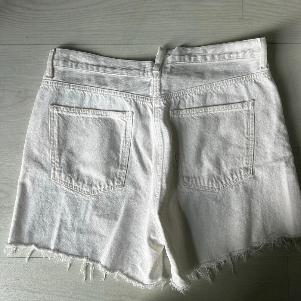 NWOT AGOLDE White Criss Cross Denim Shorts Long Summer Bermuda Size 32 - Picture 3 of 6